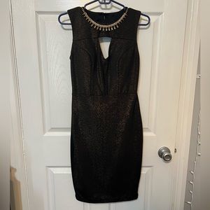 Bisou Bisou Black and Gold Cocktail Dress